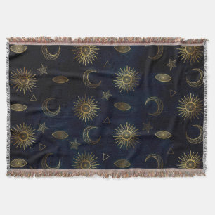 Manta Estrellas de luna de oro azul celestial