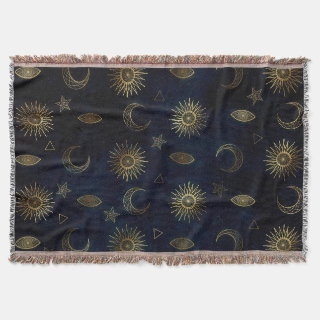 Manta Estrellas de luna de oro azul celestial (Anverso)