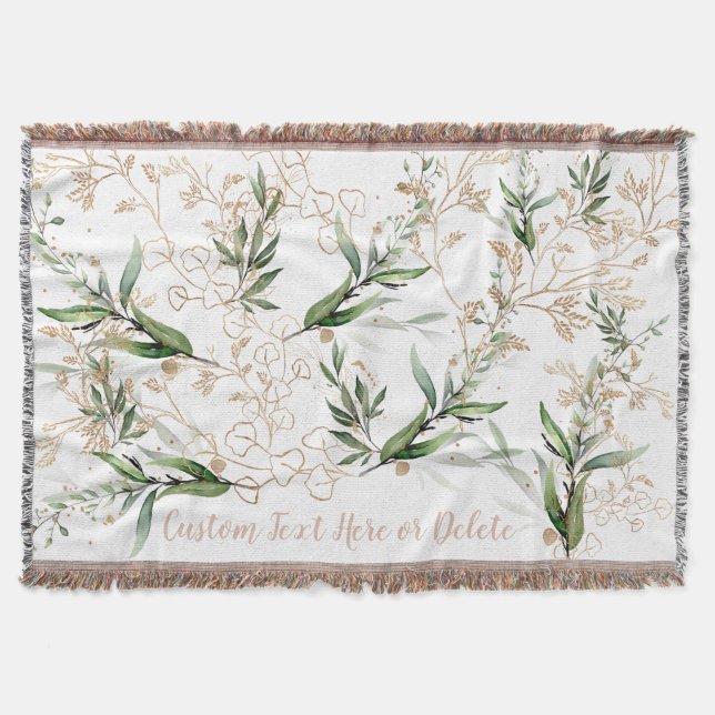 Manta Eucalipto Botánico de Oro Verde Moderno Resumen (Anverso)