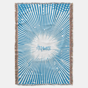 Manta Explosión de arte pop de estilo cómico - azul y bl