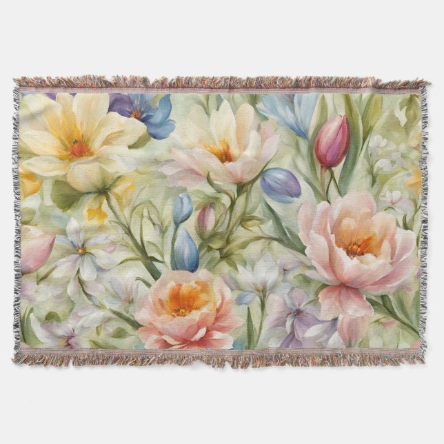 Manta Exquisitas Flores De Primavera Sofisticadas. Pintu (Anverso)
