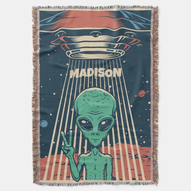 Manta Extranjero de OVNI de nombre personalizado (Frente vertical)