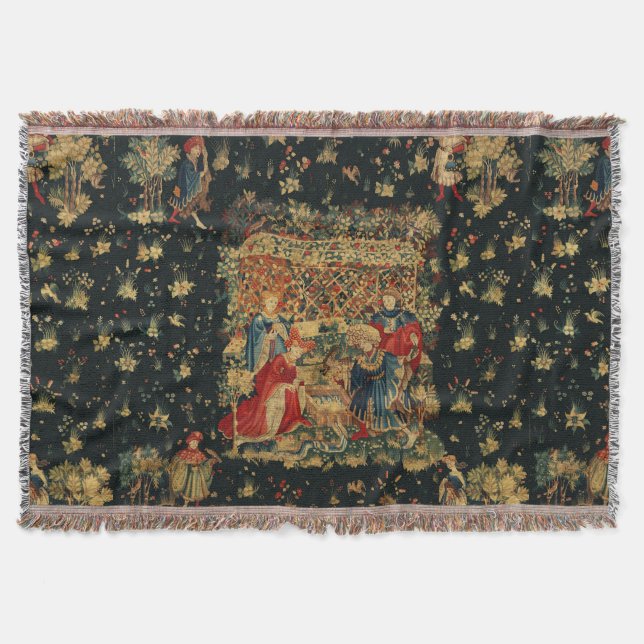 Manta FALCONS BATH Tapiz medieval de la época azul rojo (Anverso)