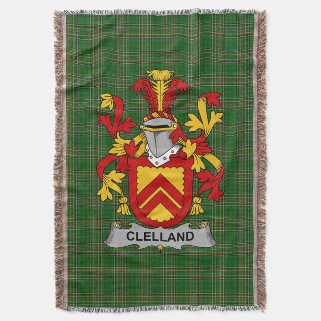 Manta Familia irlandesa Clelland o McClelland Coat of Ar (Frente vertical)