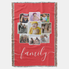 Manta Familia personalizada de Collage de fotos de texto