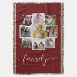 Manta Familia personalizada de Collage de fotos de texto