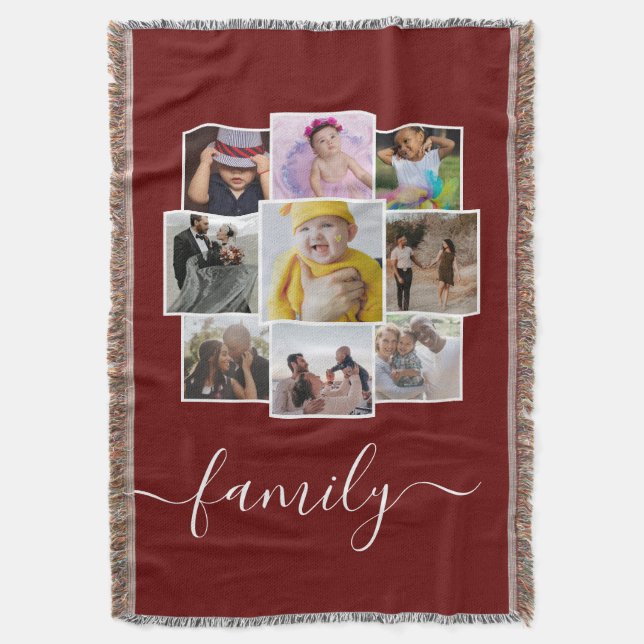 Manta Familia personalizada de Collage de fotos de texto (Frente vertical)