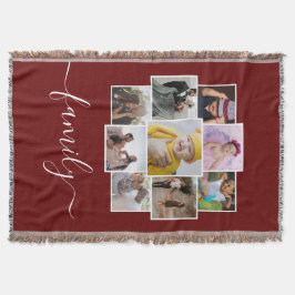 Manta Familia personalizada de Collage de fotos de texto
