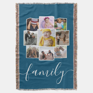 Manta Familia personalizada de Collage de fotos de texto