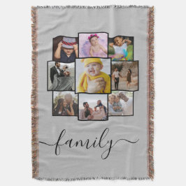 Manta Familia personalizada de Collage de fotos de texto