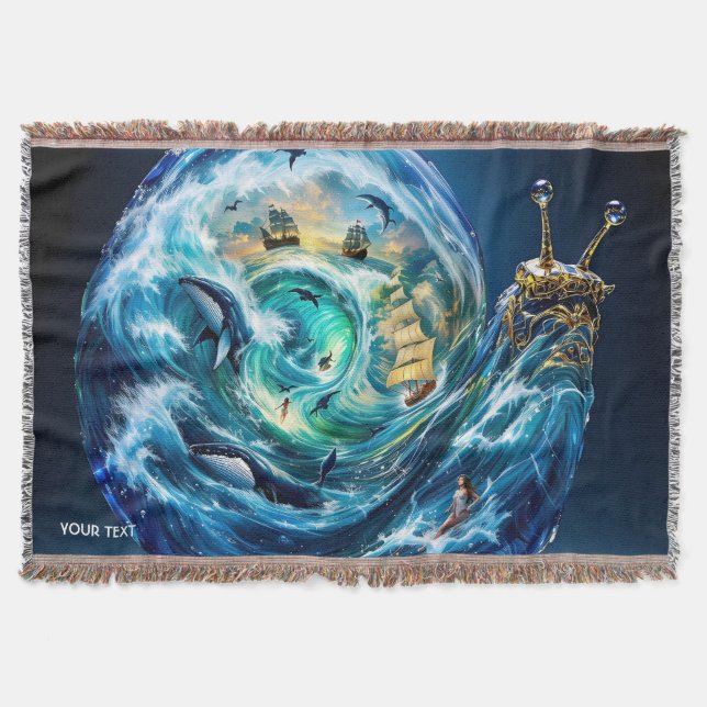 Manta Fantasía Cute Snail Ocean Storm (Anverso)