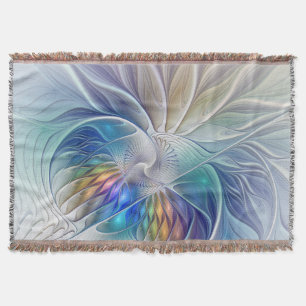 Manta Fantasía floral, colorido abstracto flor fractal