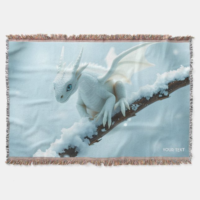 Manta Fantasía lindo Dragón de bebé blanco (Anverso)