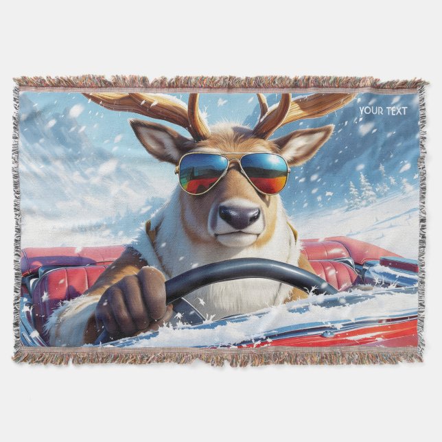 Manta Fantasy Cute Reindeer Car Winter (Anverso)
