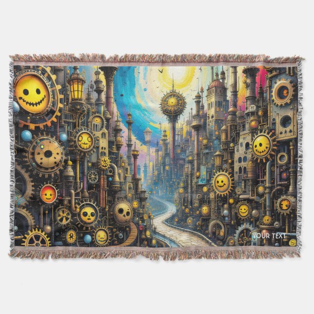 Manta Fantasy Cute Resumen Ciudad Steampunk (Anverso)