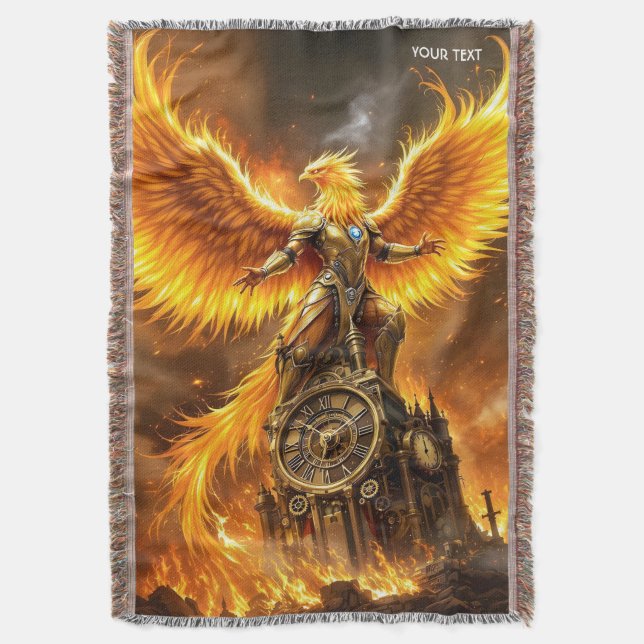 Manta Fantasy Cute Steampunk Flames Phoenix (Frente vertical)