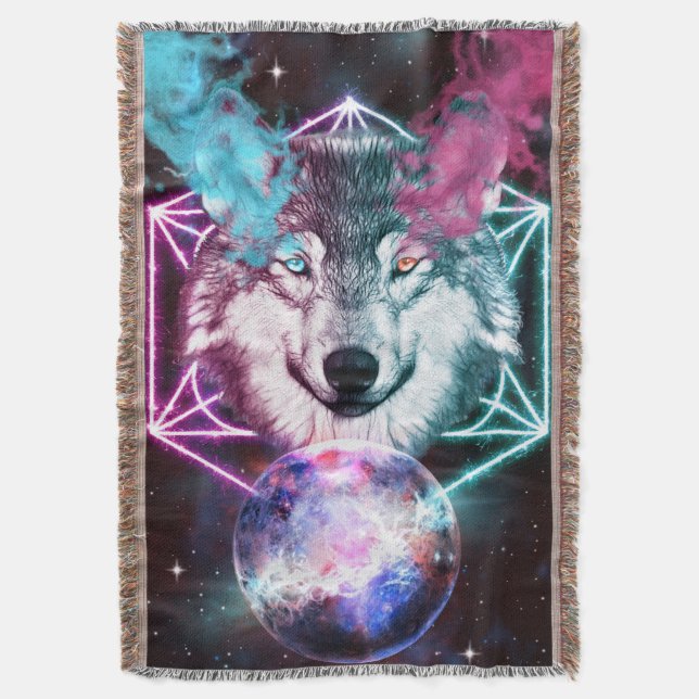Manta Fantasy Wolf Throw Blanket (Frente vertical)