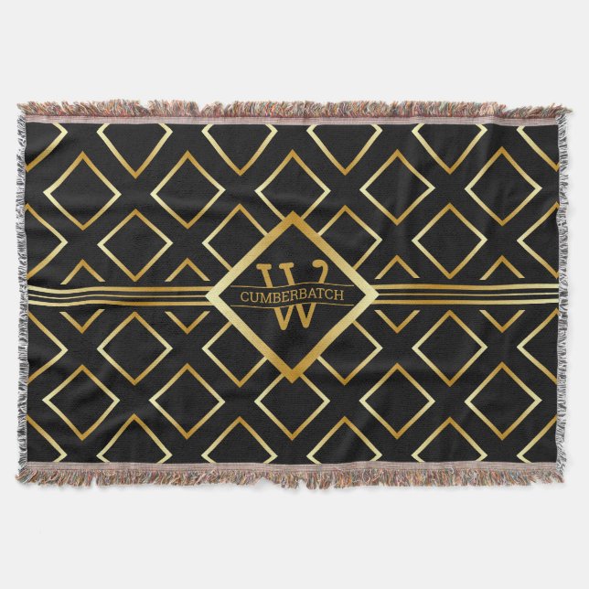 Manta Faux Gold Monogram - Black and Gold (Anverso)