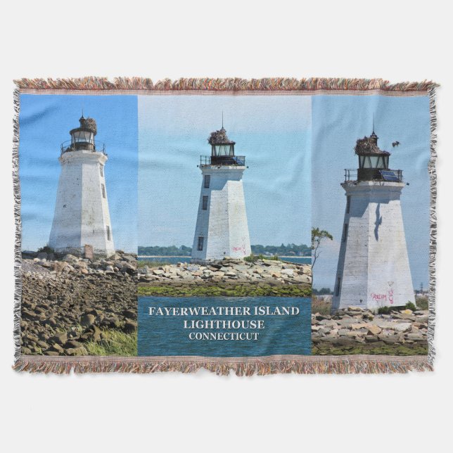 Manta Fayerweather Island Lighthouse, CT Throw Blanket (Anverso)