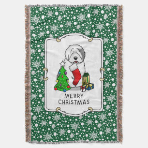 Manta Feliz Árbol de Navidad 2 viejo perro de oveja ingl