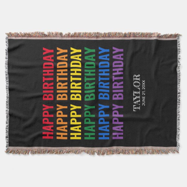 Manta Feliz cumpleaños orgullo LGBT Transgénero LGBTQ (Anverso)