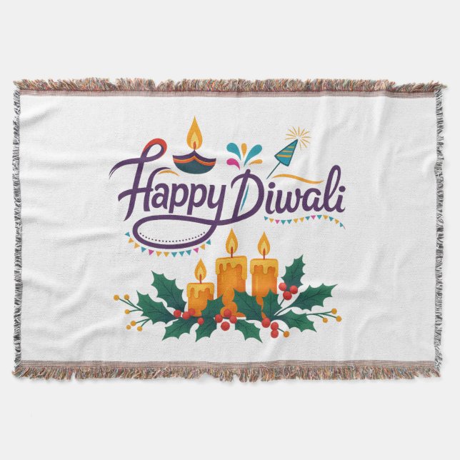 Manta Feliz Diwali Throw Blanket (Anverso)
