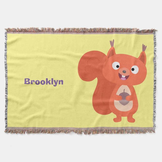 Manta Feliz ilustracion de personalizado de ardilla roja (Anverso)