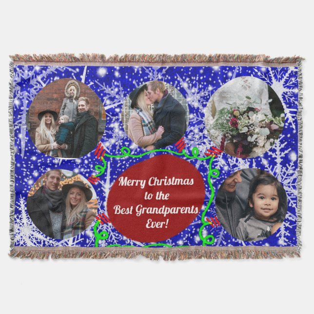 Manta Feliz Navidad a los mejores abuelos, 5 fotos (Anverso)