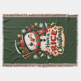 Manta Feliz Navidad de Arroz Kawaii Sushi Muñeco de Niev