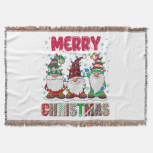 Manta Feliz Navidad Familia Gnomos Divertido Árbol de Na