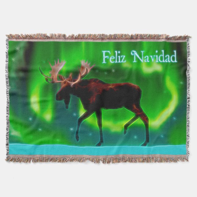 Manta Feliz Navidad - Moose de las luces del norte (Anverso)