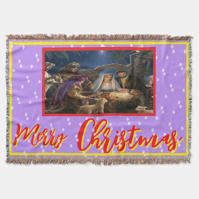 Manta Feliz Navidad,pared, ventana,imagen (Anverso)