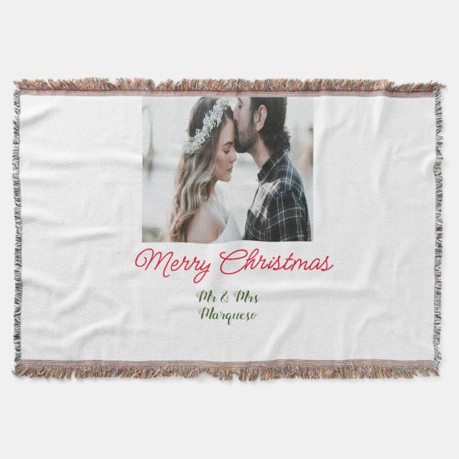 Manta Feliz Navidad pareja foto añadir nombre feliz navi (Anverso)