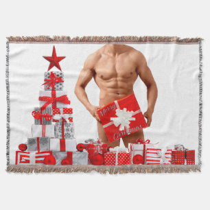 Manta Feliz Navidad SlipperyJoe regalo rojo blanco plata