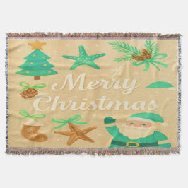 Manta Feliz Navidad Verde Salvia