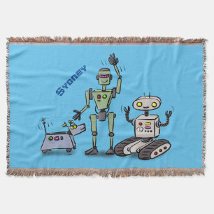 Manta Feliz personalizado de trío de robots lindos