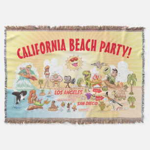 Manta Fiesta de playa de California Throw Blanket