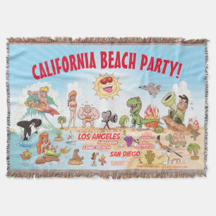 Manta Fiesta de playa de California Throw Blanket