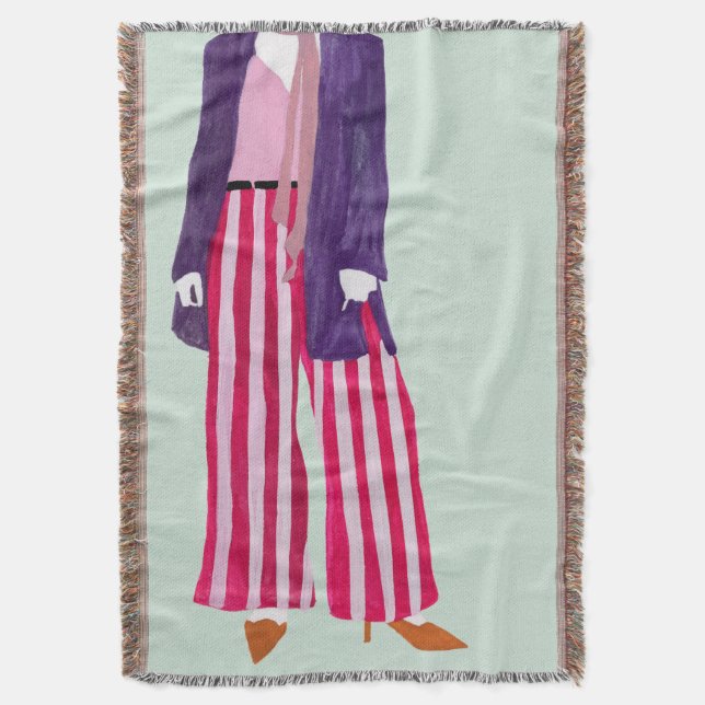 Manta Figura de la moda de pie - Pantalones a rayas (Frente vertical)