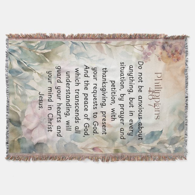 Manta Filipinas 4:6-7 Biblia cristiana Verse acuarela (Anverso)