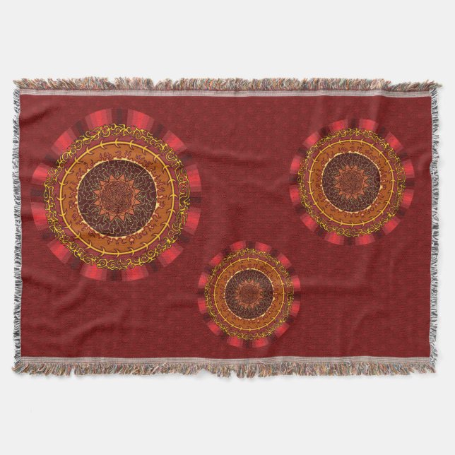 Manta Fire Mandala Throw Blanket (Anverso)