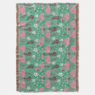 Manta Flamingo floral sin soldadura patrón rosa verde