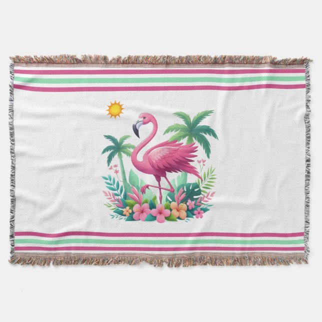 Manta Flamingo rosa de Florida/Tropical (Anverso)