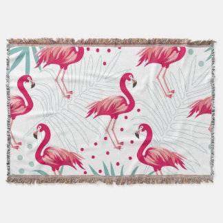 Manta Flamingo y hojas tropicales, patrón de verano.