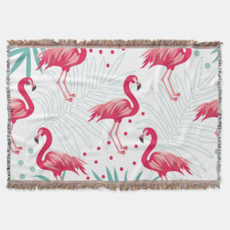 Manta Flamingo y hojas tropicales, patrón de verano.