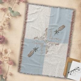 Manta Fleco tejido manuscrito clásico azul antiguo