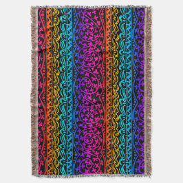 Manta Flor arcoiris de Boho Mandala y cubierta de hojas