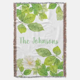 Manta Flor blanca y jardín de hojas verdes