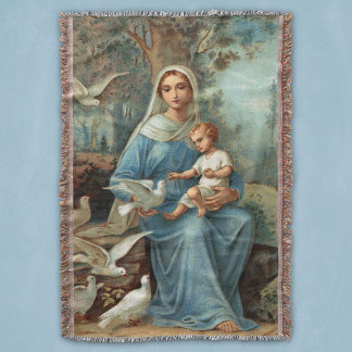 Manta Flor Blanket de la Madonna Azul Francesa