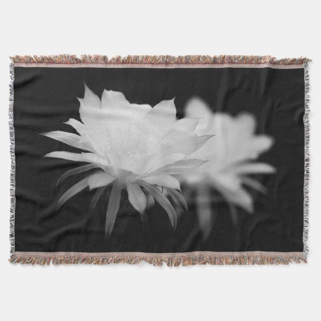 Manta Flor de cactus negra y blanca (Anverso)